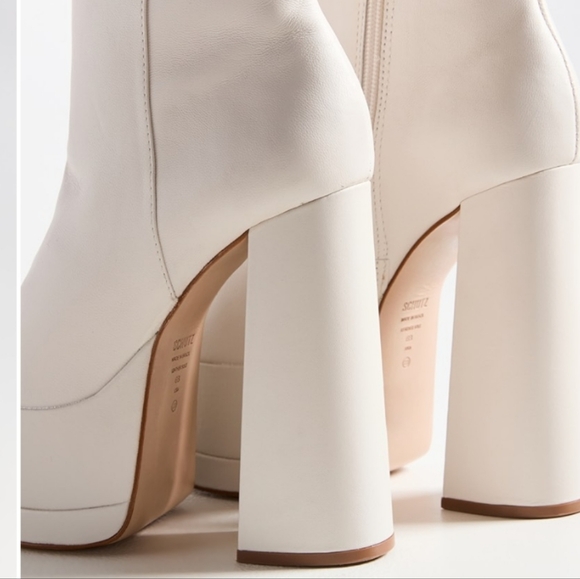 NIB Schutz Selene Platform Booties ankle boots Pearl white 7 Hot Nappa Leather - Picture 3 of 8